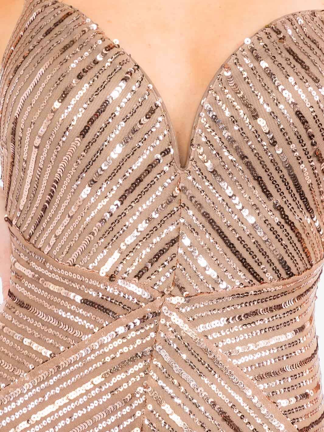 WOMEN'S SLEEVELESS V-NECK OPEN BACK SEQUINS GOWN MAXI DRESS