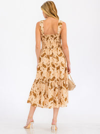 WOMEN'S SLEEVELESS SMOCK PAISLEY PRINT MAXI DRESS