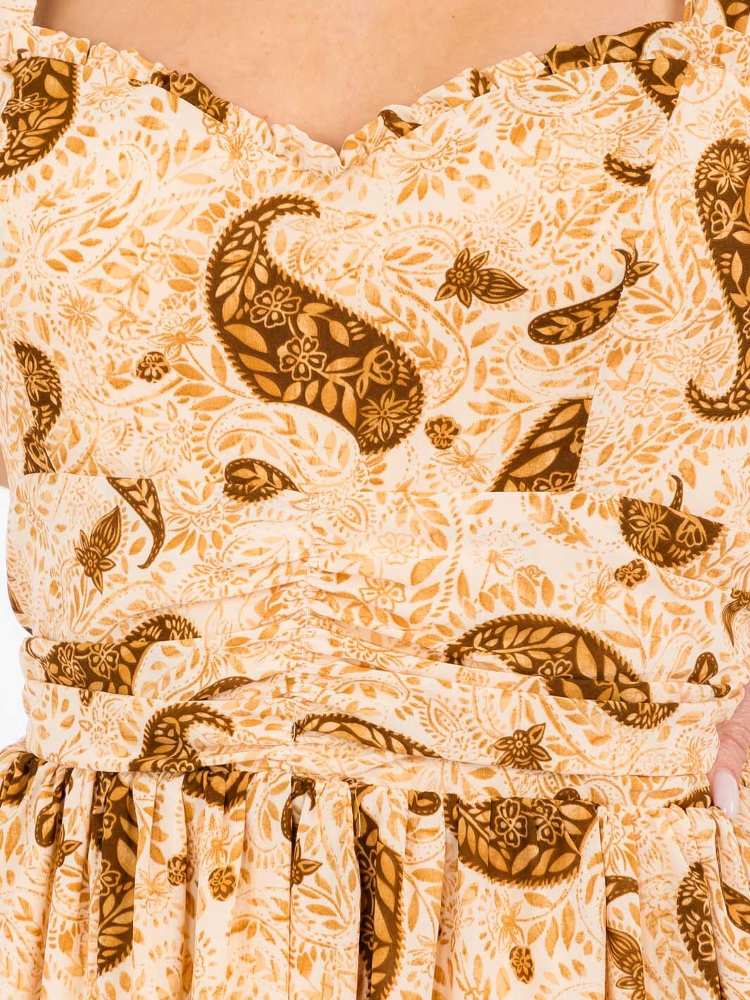 WOMEN'S SLEEVELESS SMOCK PAISLEY PRINT MAXI DRESS