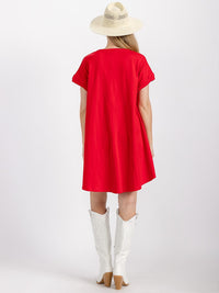WOMEN'S SHORT SLEEVE SEQUINS GRAPHIC TUNIC MINI DRESS