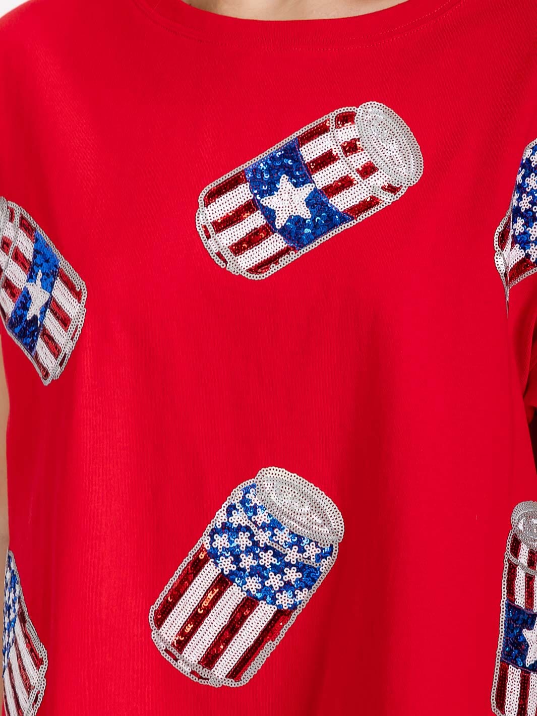 WOMEN'S SHORT SLEEVE SEQUINS GRAPHIC TUNIC MINI DRESS