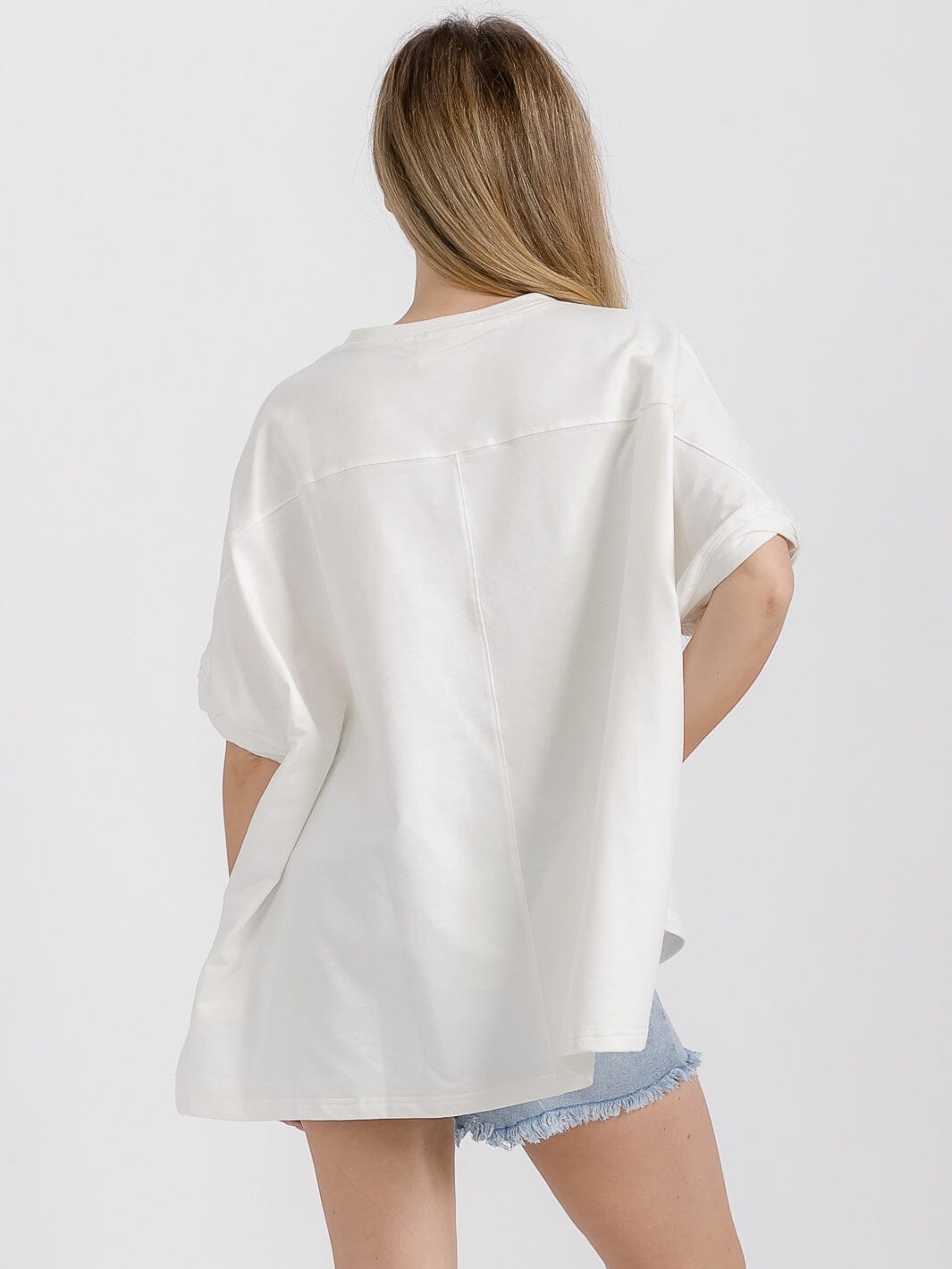 WOMEN'S SHORT SLEEVE HIGH-LOW GRAPHIC PATRIOTIC SHIRT
