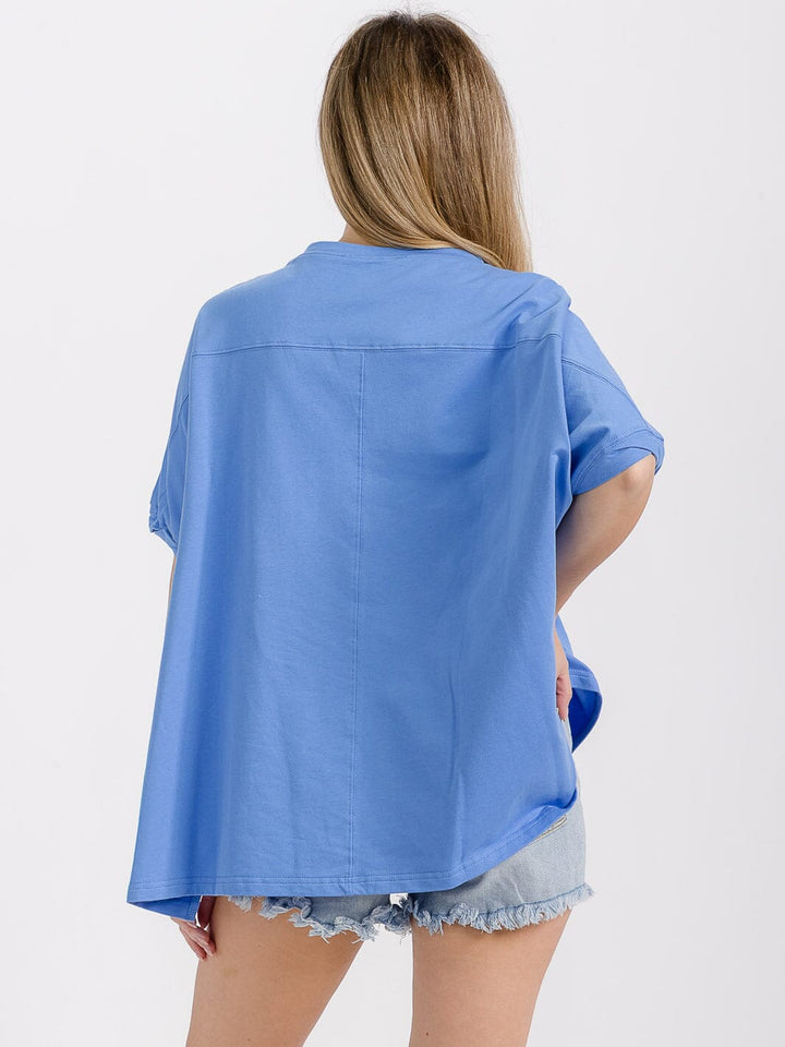 WOMEN'S SHORT SLEEVE HIGH-LOW GRAPHIC PATRIOTIC SHIRT