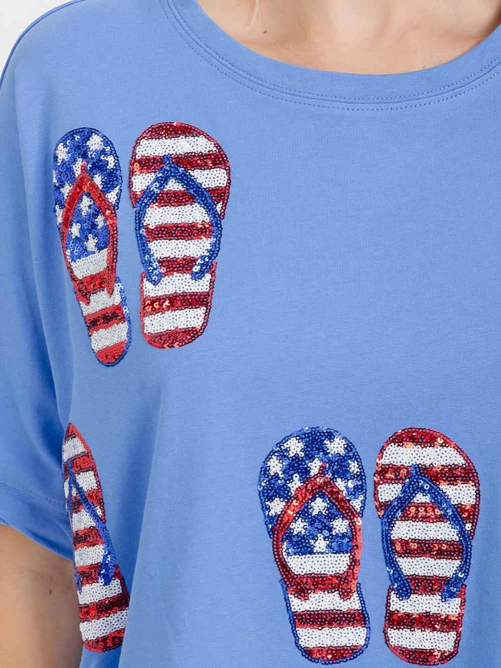 WOMEN'S SHORT SLEEVE HIGH-LOW GRAPHIC PATRIOTIC SHIRT