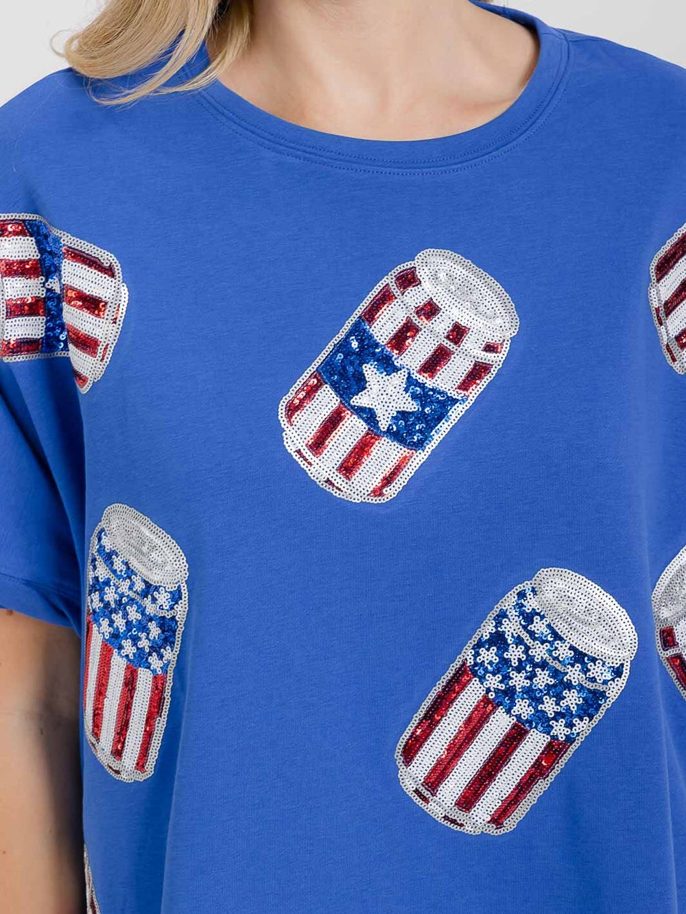 WOMEN'S SHORT SLEEVE HIGH-LOW GRAPHIC PATRIOTIC SHIRT