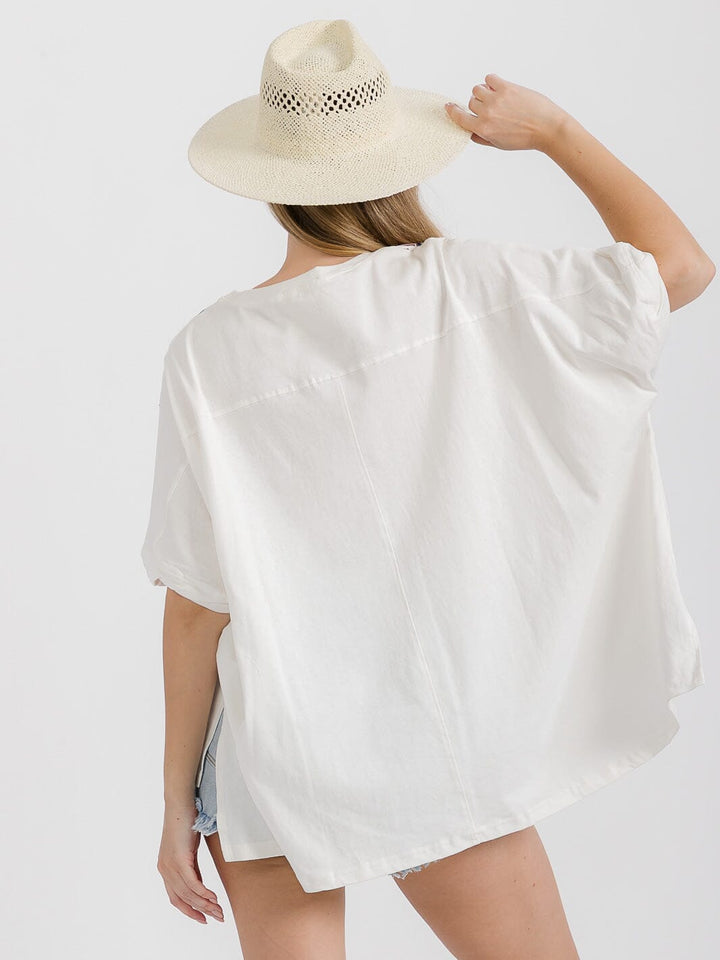 WOMEN'S SHORT SLEEVE HIGH-LOW GRAPHIC PATRIOTIC SHIRT