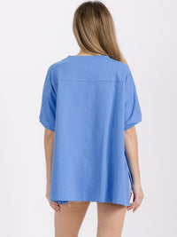 WOMEN'S SHORT SLEEVE HIGH-LOW GRAPHIC PATRIOTIC SHIRT