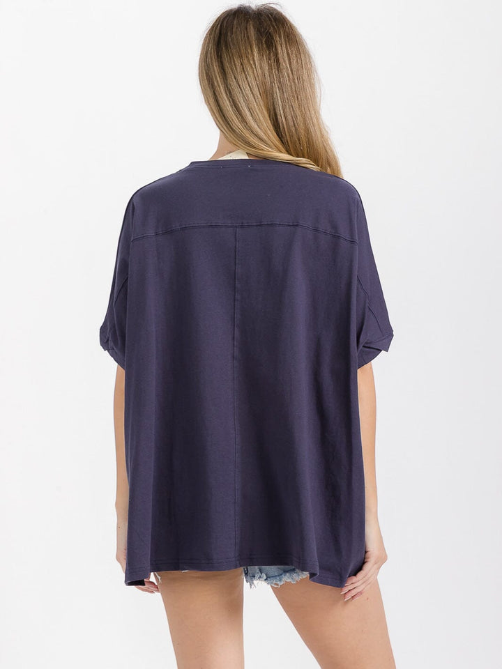 WOMEN'S SHORT SLEEVE HIGH-LOW GRAPHIC PATRIOTIC SHIRT