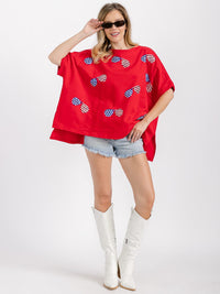 WOMEN'S SHORT SLEEVE HIGH-LOW GRAPHIC PATRIOTIC SHIRT