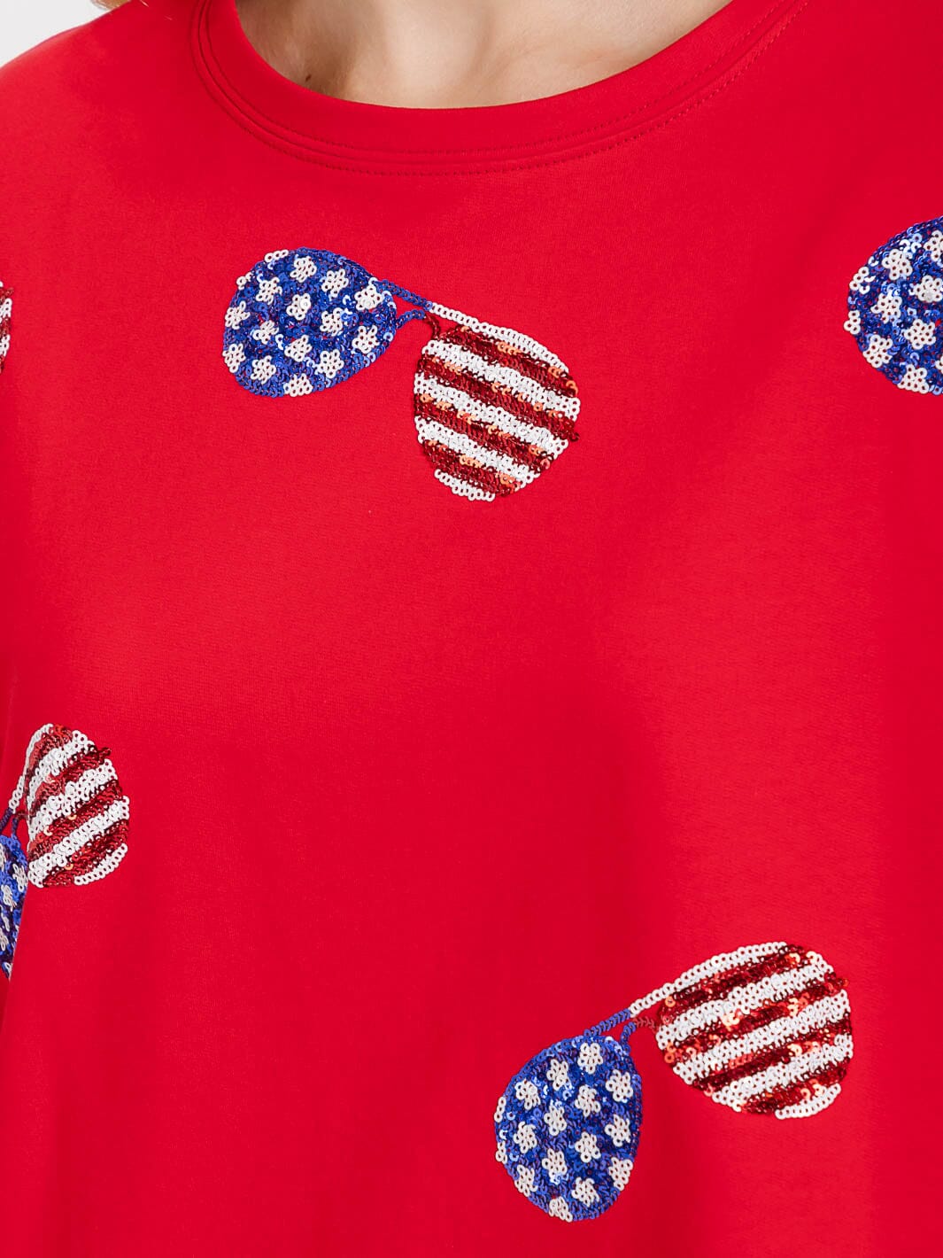 WOMEN'S SHORT SLEEVE HIGH-LOW GRAPHIC PATRIOTIC SHIRT