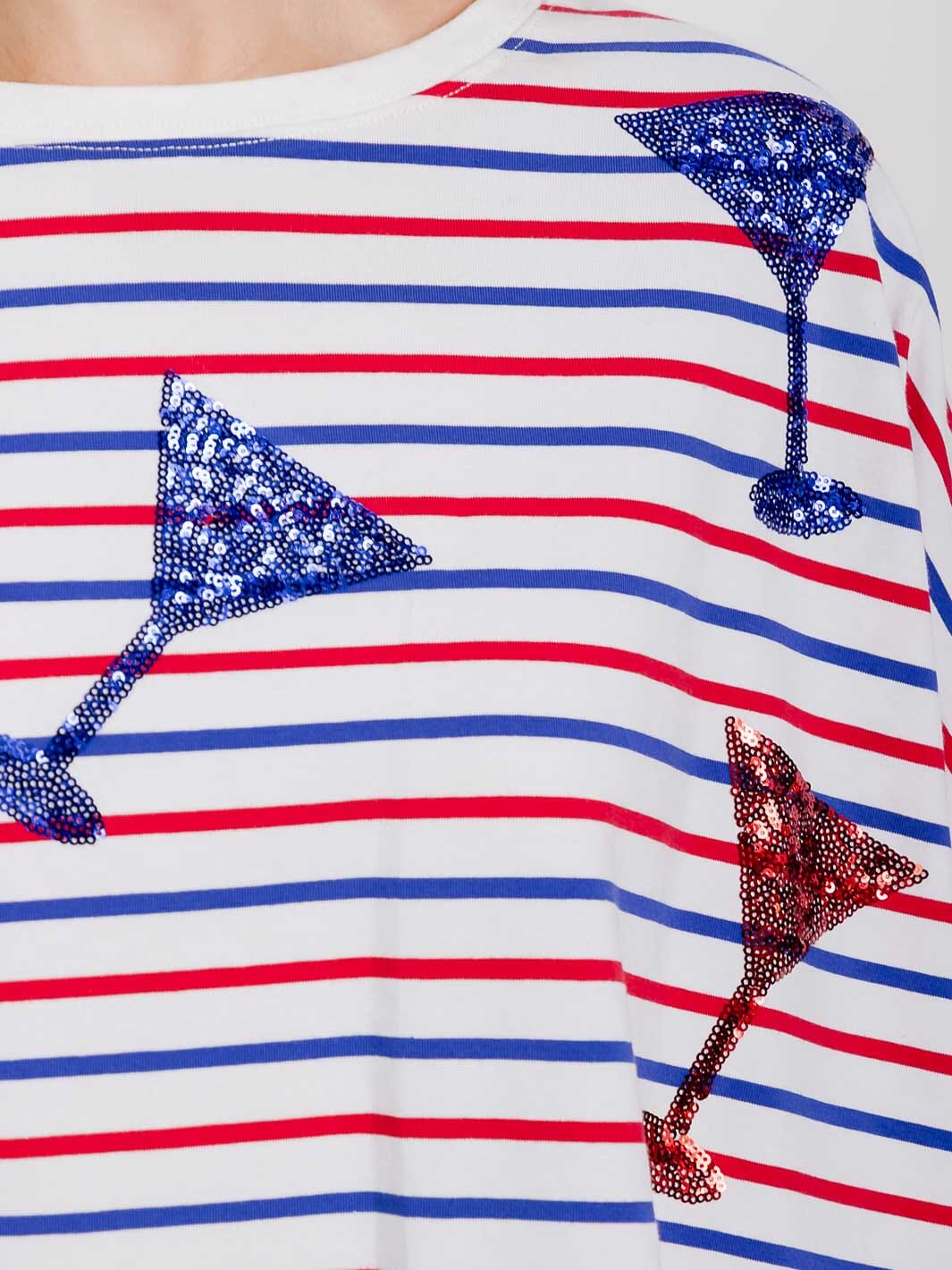 WOMEN'S SHORT SLEEVE STRIPES GRAPHIC PATRIOTIC OVERSIZED SHIRT