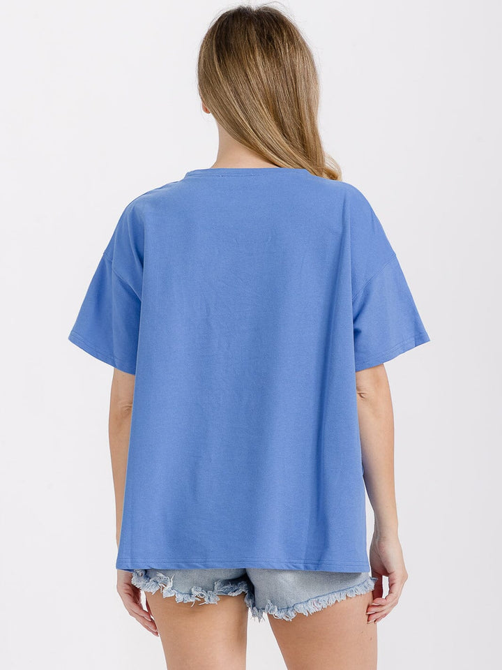 WOMEN'S SHORT SLEEVE HIGH-LOW GRAPHIC PATRIOTIC SHIRT