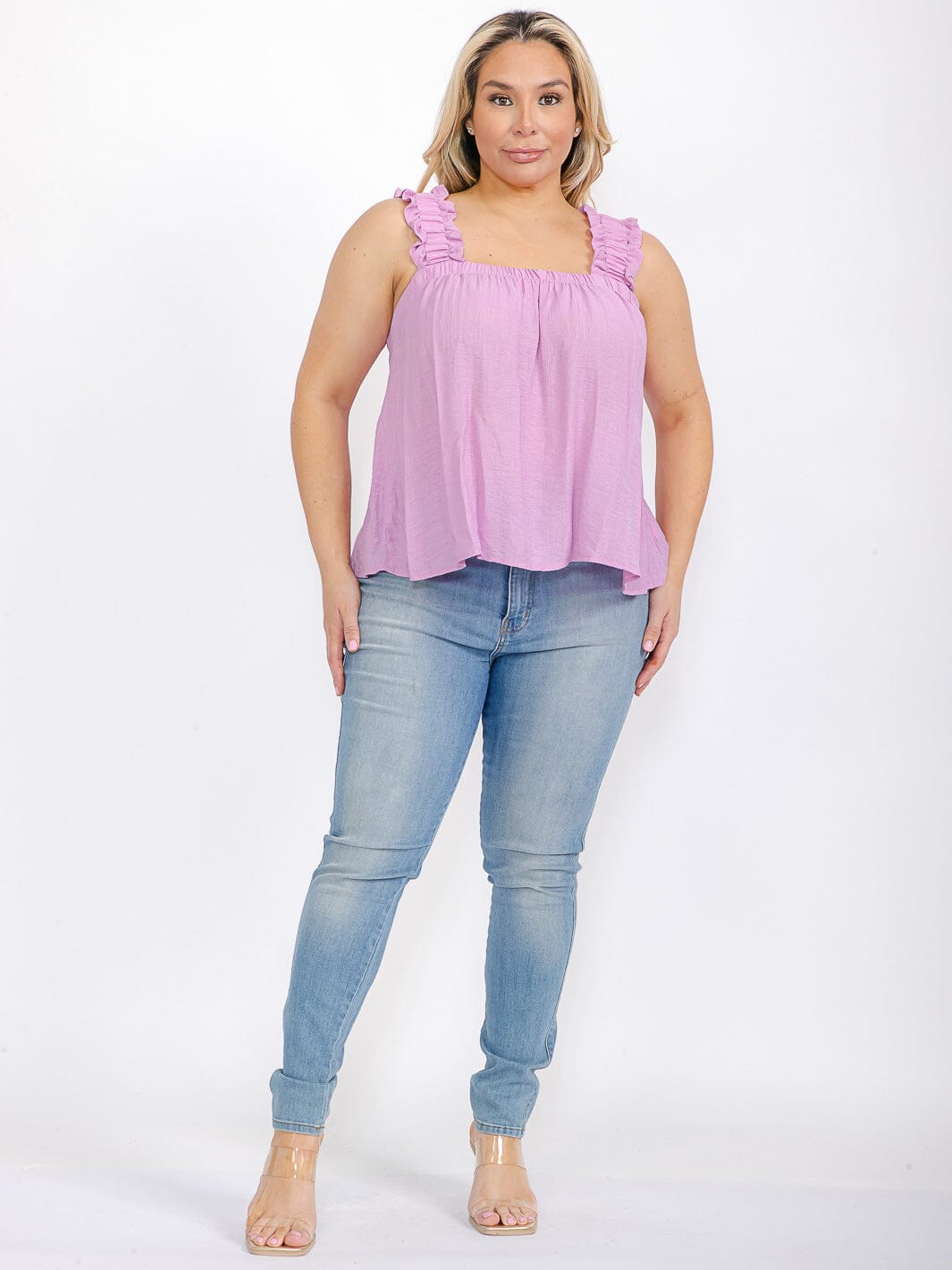 PLUS SIZE SLEEVELESS BACK TIE TUNIC TANK TOP