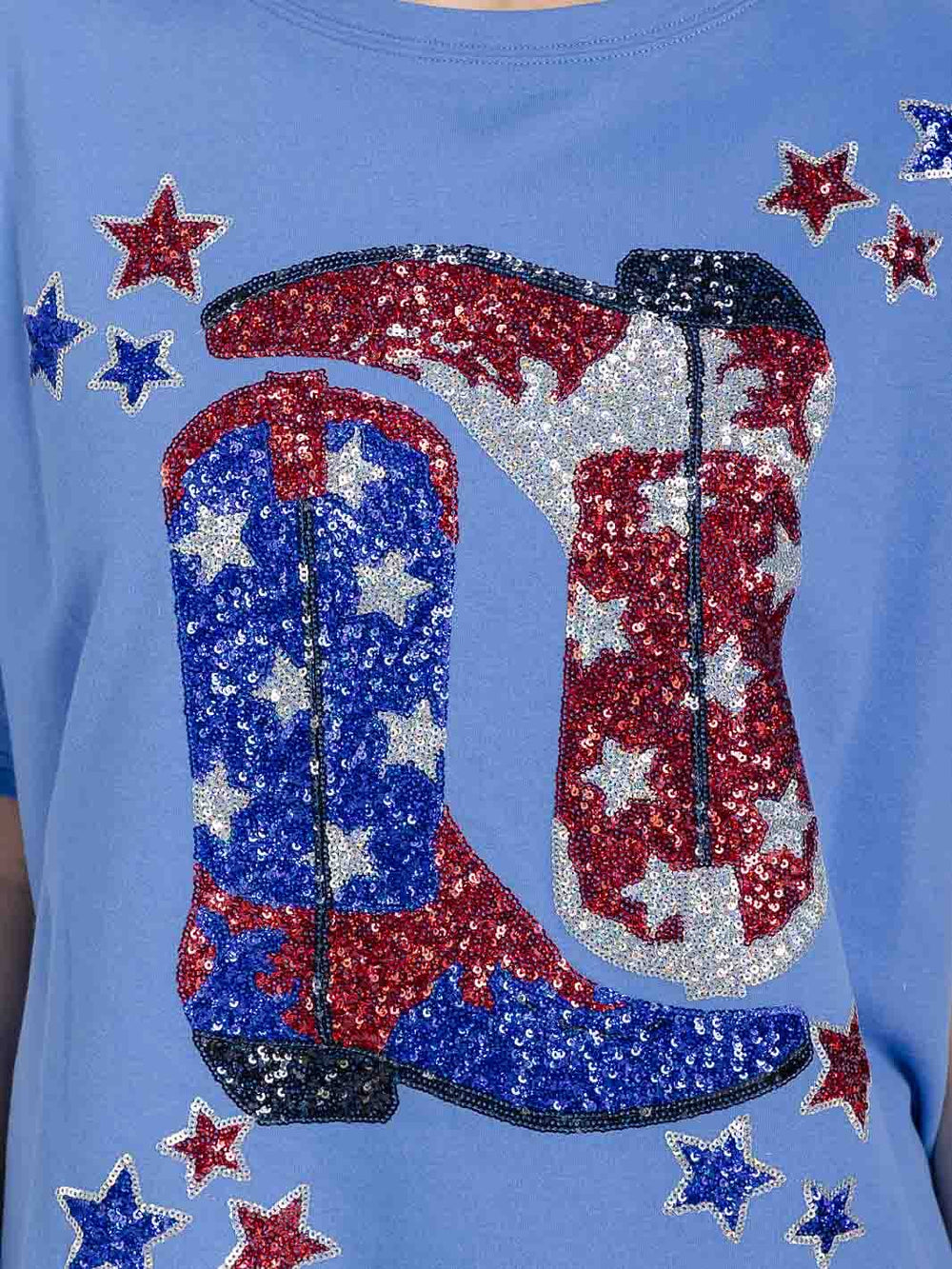WOMEN'S SHORT SLEEVE HIGH-LOW GRAPHIC PATRIOTIC SHIRT