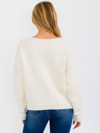 WOMEN'S LONG SLEEVE V-NECK PULLOVER SWEATER