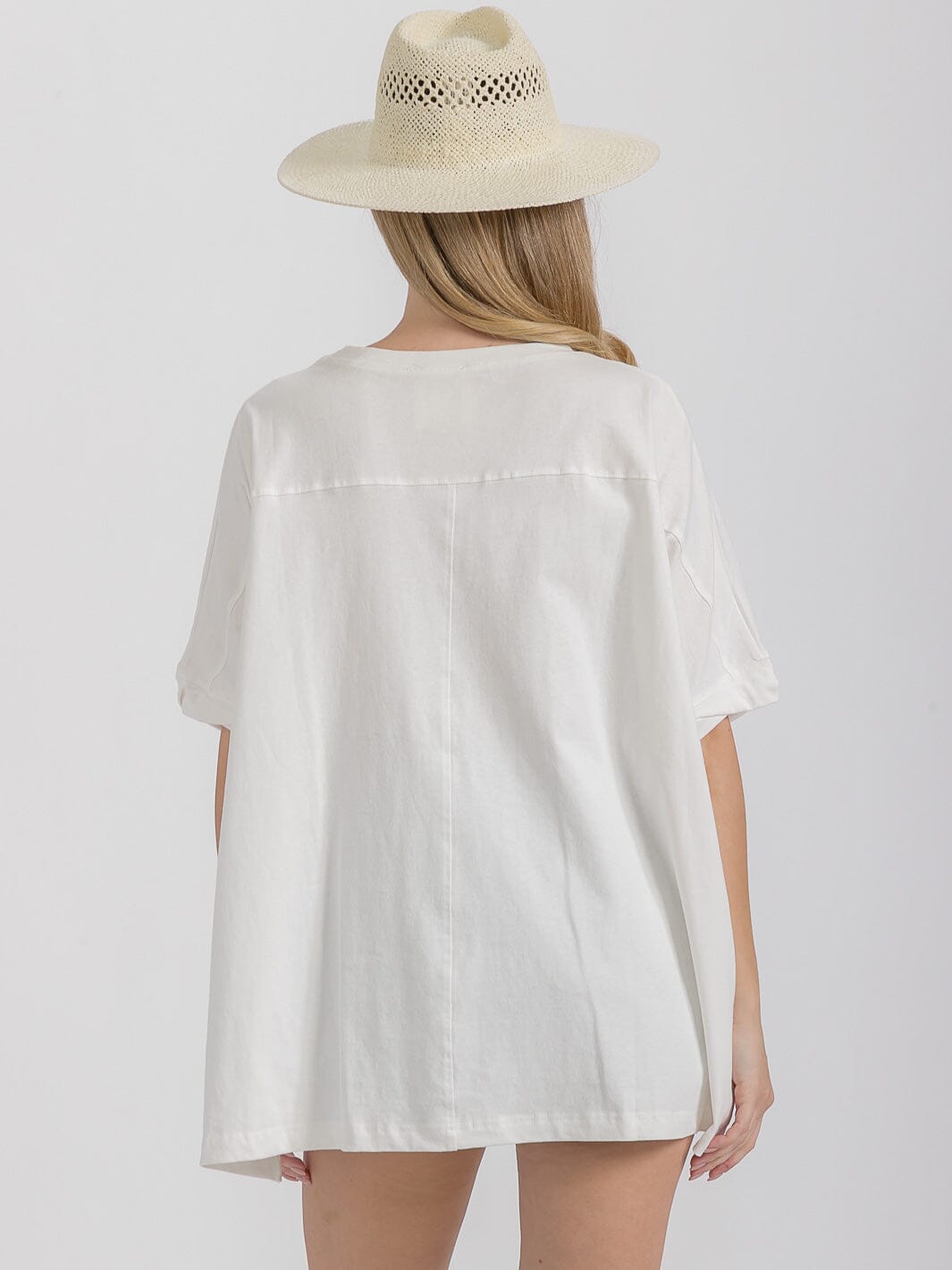 WOMEN'S SHORT SLEEVE HIGH-LOW GRAPHIC PATRIOTIC SHIRT