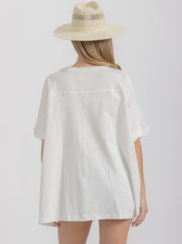 WOMEN'S SHORT SLEEVE HIGH-LOW GRAPHIC PATRIOTIC SHIRT