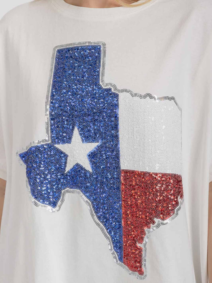 WOMEN'S SHORT SLEEVE HIGH-LOW GRAPHIC PATRIOTIC SHIRT