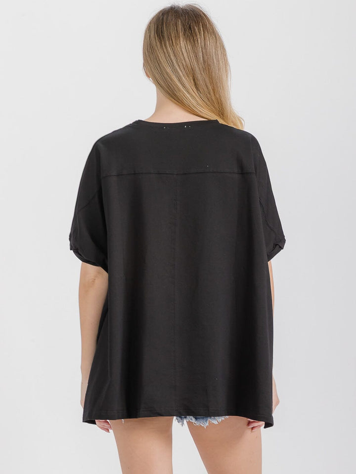 WOMEN'S SHORT SLEEVE HIGH-LOW GRAPHIC PATRIOTIC SHIRT