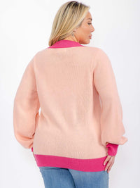 PLUS SIZE LONG SLEEVE COLORBLOCK PULLOVER SWEATER