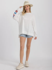 WOMEN'S LONG SLEEVE HIGH-LOW GRAPHIC PATRIOTIC SHIRT