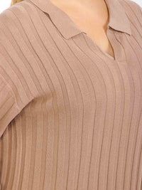 PLUS SIZE LONG SLEEVE V-NECK RIBBED MAXI DRESS