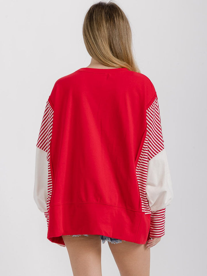 WOMEN'S LONG SLEEVE HIGH-LOW GRAPHIC PATRIOTIC SHIRT