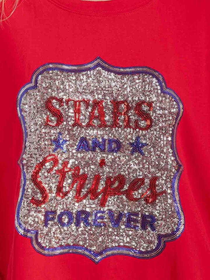 WOMEN'S LONG SLEEVE HIGH-LOW GRAPHIC PATRIOTIC SHIRT