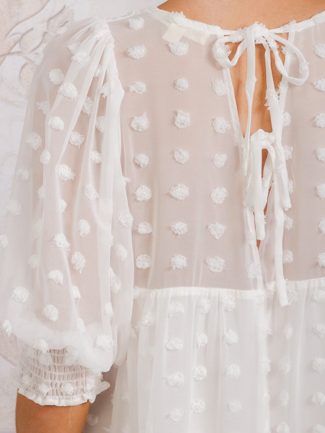 WOMEN'S 3/4 SLEEVE SWISS DETAILED TUNIC TIERED MINI DRESS