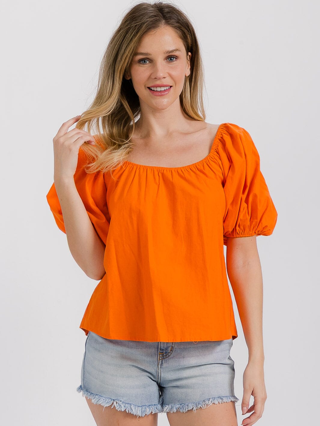 WOMEN'S SHORT SLEEVE BACK TIE SOLID BLOUSE