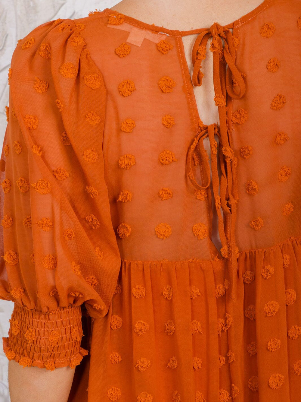 WOMEN'S 3/4 SLEEVE SWISS DETAILED TUNIC TIERED MINI DRESS