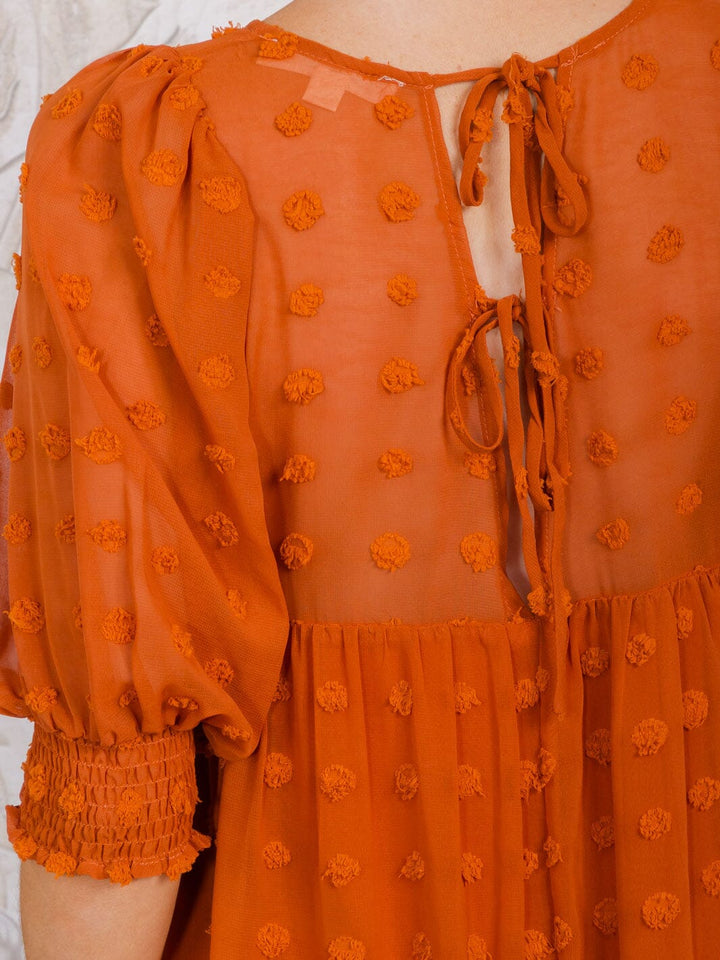 WOMEN'S 3/4 SLEEVE SWISS DETAILED TUNIC TIERED MINI DRESS