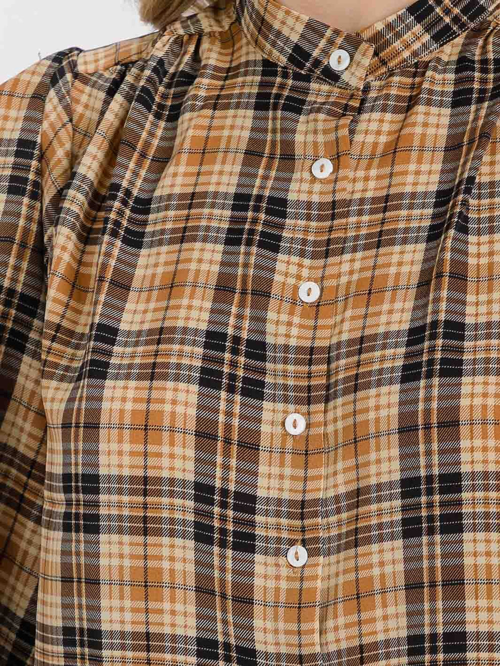 WOMEN'S LONG SLEEVE BUTTON UP PLAID BLOUSE