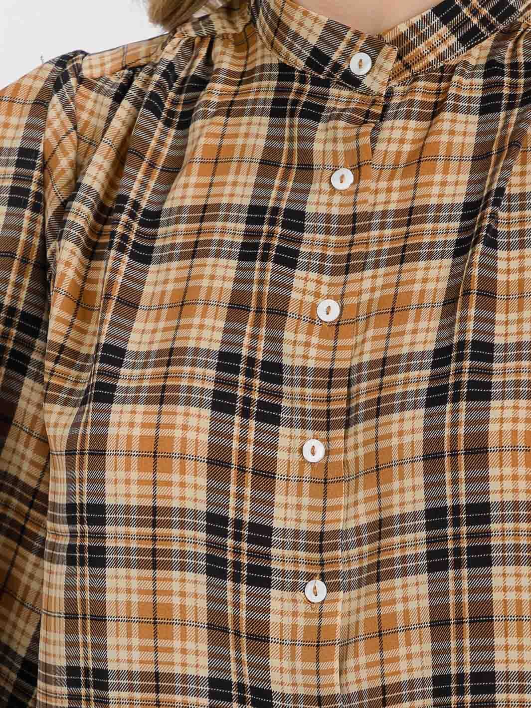 WOMEN'S LONG SLEEVE BUTTON UP PLAID BLOUSE