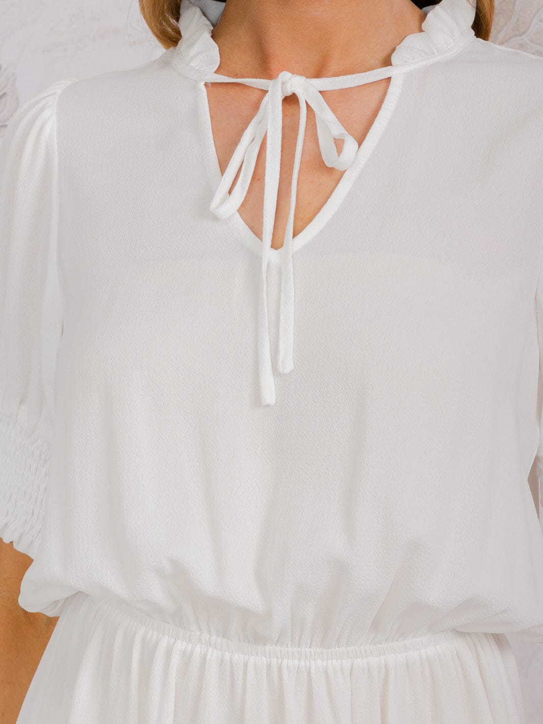 WOMEN'S SHORT SLEEVE V-NECK ELASTIC WAIST TIERED MINI DRESS