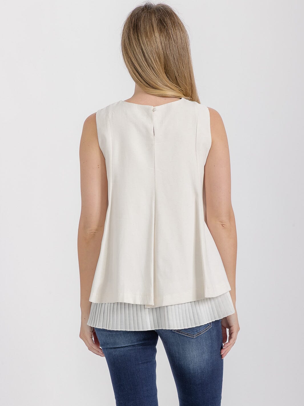 WOMEN'S SLEEVELESS PLEATED RUFFLE BOTTOM HEM TANK TOP