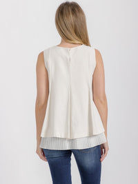 WOMEN'S SLEEVELESS PLEATED RUFFLE BOTTOM HEM TANK TOP