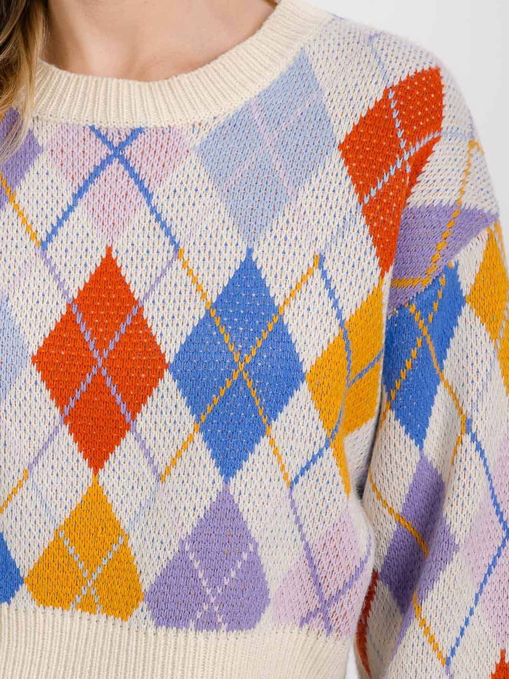 WOMEN'S LONG SLEEVE MULTI PRINT PULLOVER SWEATER