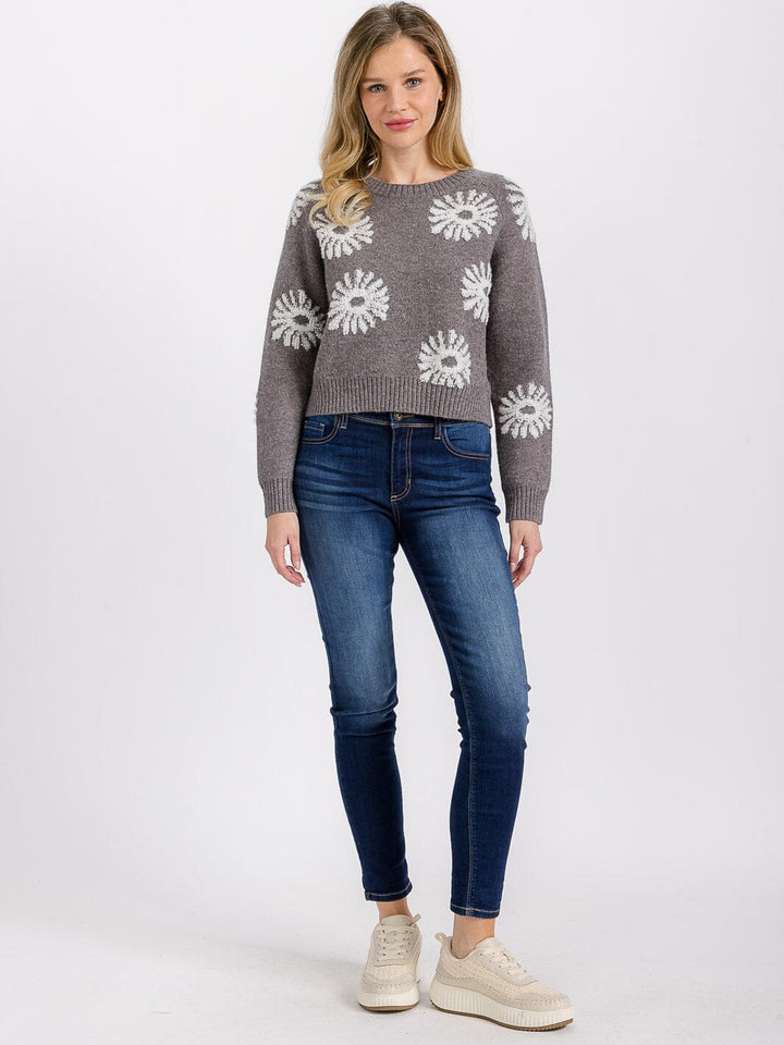 WOMEN'S LONG SLEEVE MULTI PRINT PULLOVER SWEATER