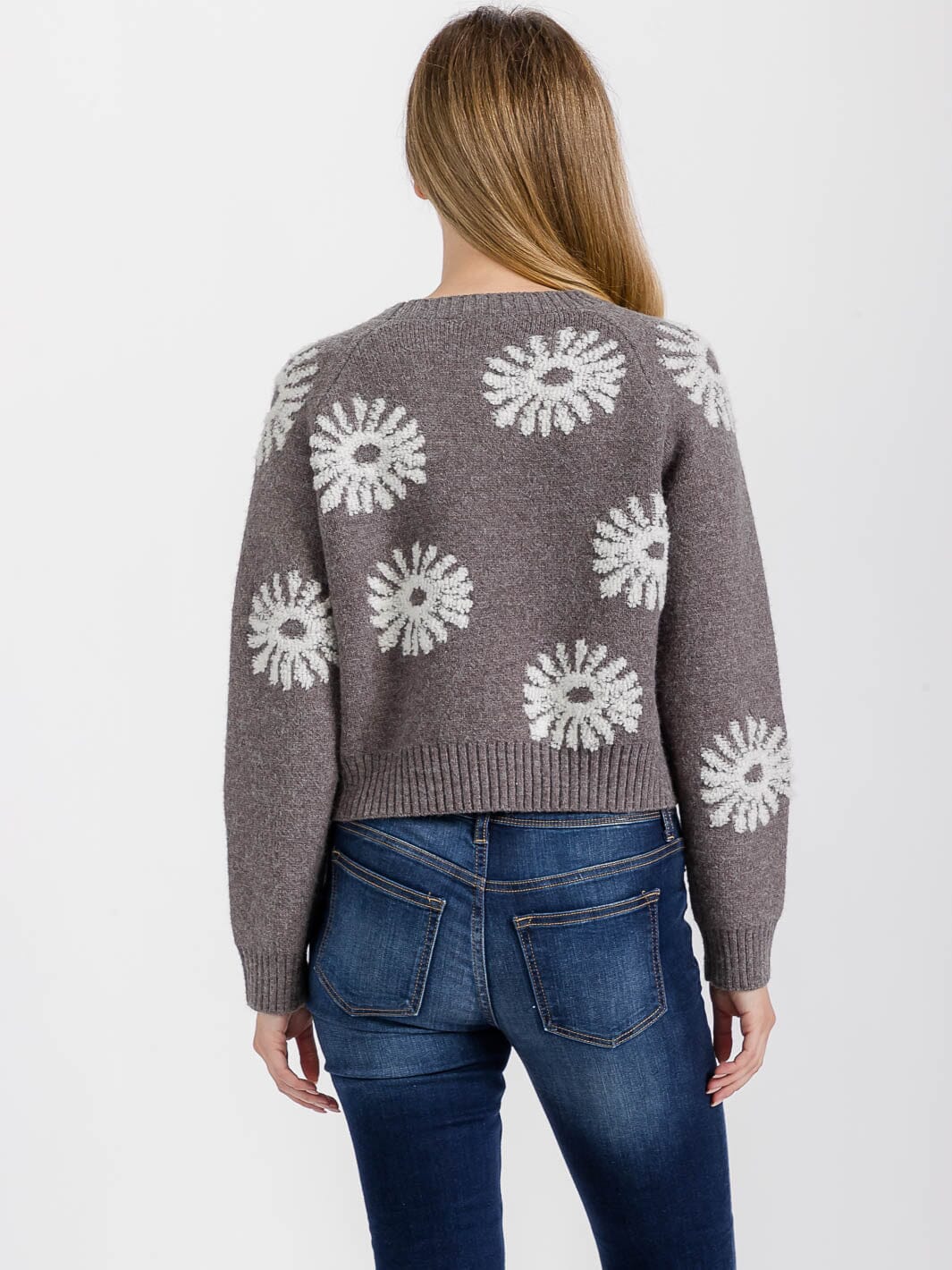 WOMEN'S LONG SLEEVE MULTI PRINT PULLOVER SWEATER