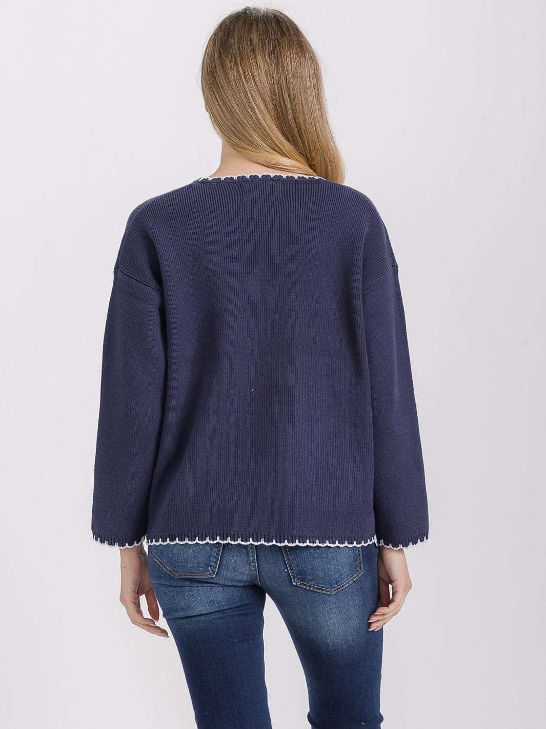 WOMEN'S LONG SLEEVE FRONT POCKETS V-NECK PULLOVER SWEATER