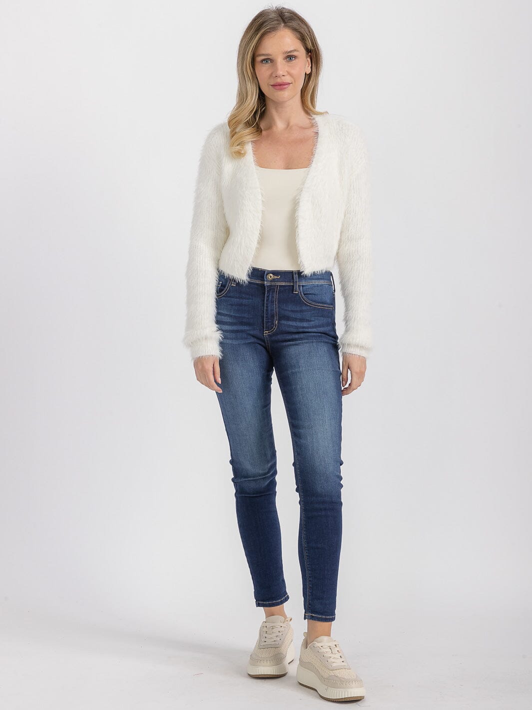 WOMEN'S LONG SLEEVE OPEN FRONT FUZZY CARDIGAN