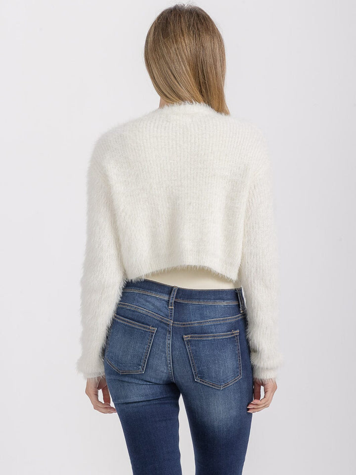 WOMEN'S LONG SLEEVE OPEN FRONT FUZZY CARDIGAN