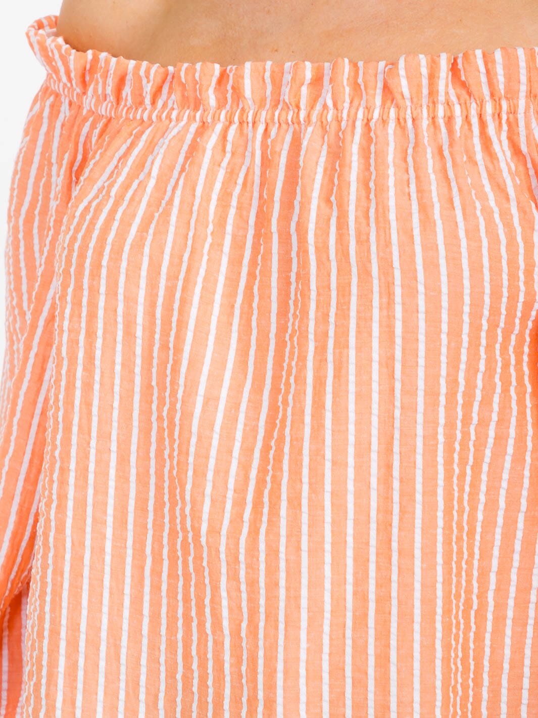 WOMEN'S OFF SHOULDER LONG SLEEVE STRIPES COLORBLOCK BLOUSE