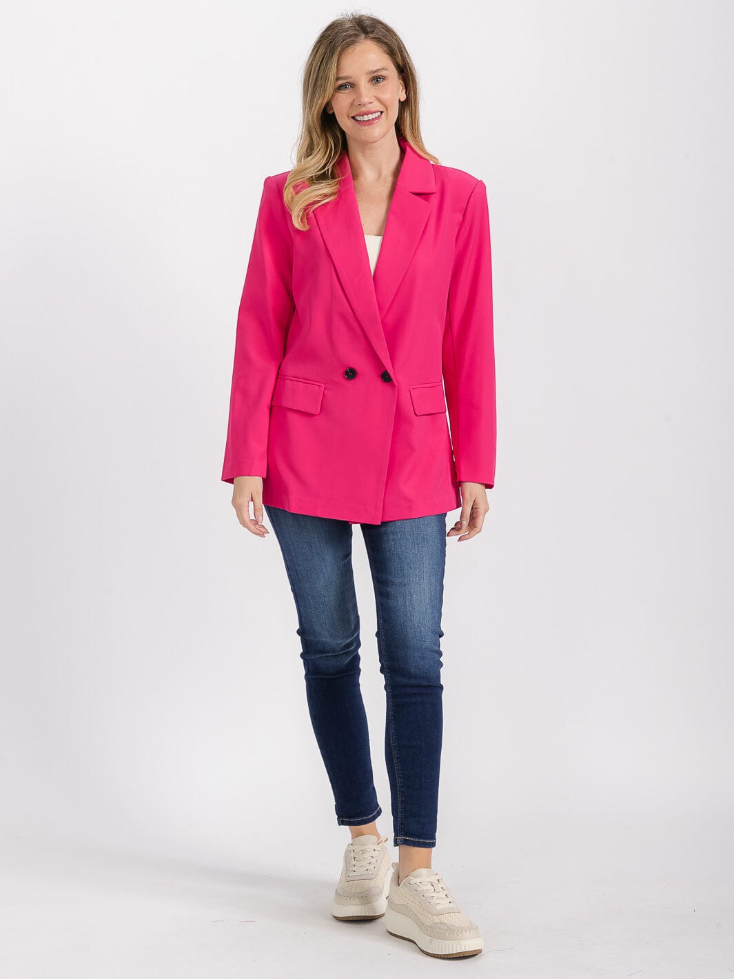 WOMEN'S LONG SLEEVE FRONT POCKETS BUTTON CLOSURE BLAZER