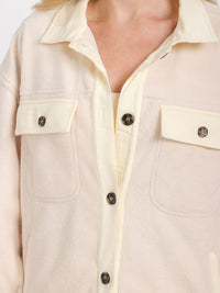 WOMEN'S LONG SLEEVE BUTTON CLOSURE FRONT POCKETS SHACKET