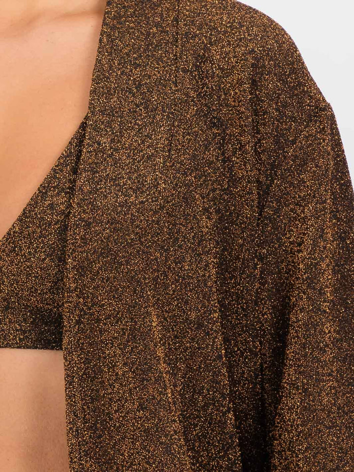 WOMEN'S LONG SLEEVE CARDIGAN WITH CROP TOP & WIDE LEG PANTS SHIMMER 3PC. SET