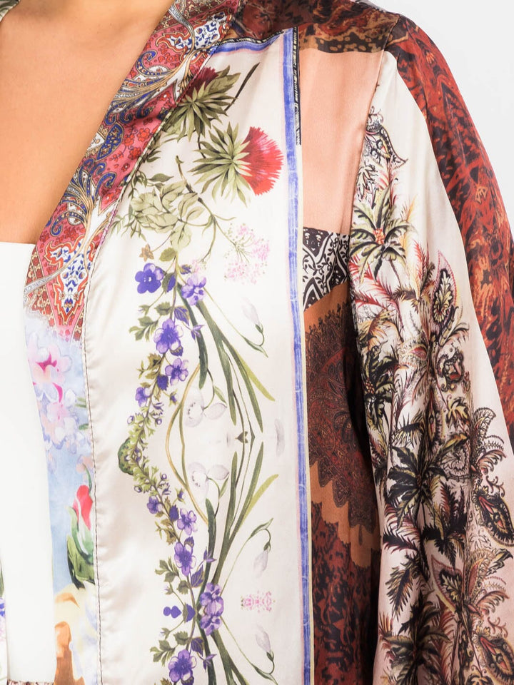 WOMEN'S LONG SLEEVE KIMONO & WIDE LEG PANTS MULTI PRINT 2PC. SET