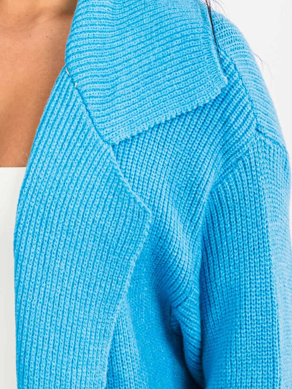 WOMEN'S LONG SLEEVE OPEN FRONT SELF TIE POCKETS RIBBED CARDIGAN