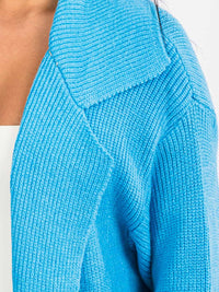 WOMEN'S LONG SLEEVE OPEN FRONT SELF TIE POCKETS RIBBED CARDIGAN